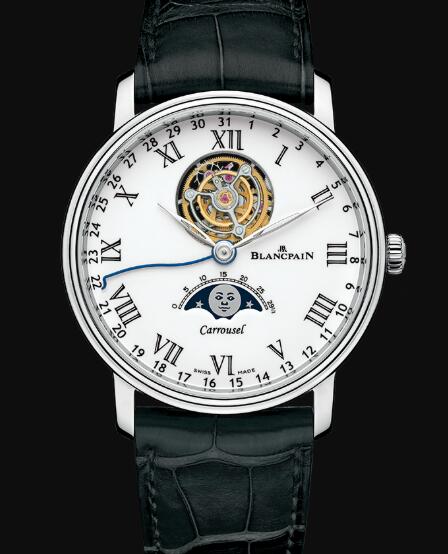 Review Blancpain Villeret Watch Review Carrousel Phases de Lune Replica Watch 6622L 3431 55B - Click Image to Close